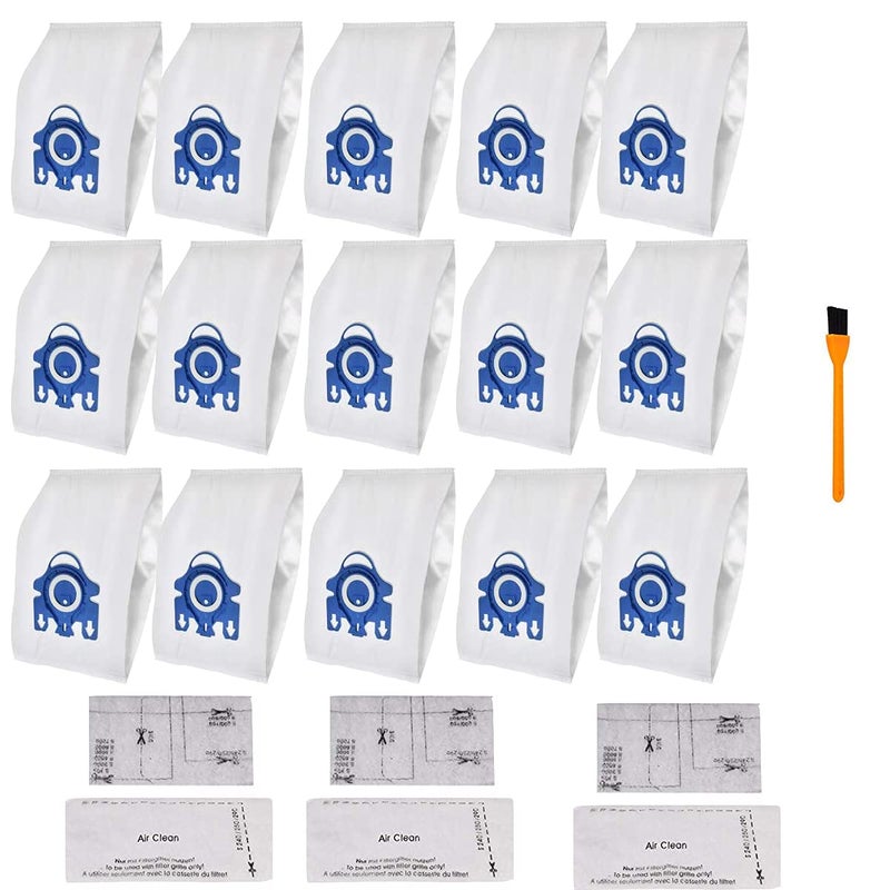 Hongfa 15 Packs Air Clean Dust Bags for Miele Vacuum Bags GN for Miele Classic C1, Complete C3, Complete C2, S6000-S6999 S4000-S4999,S700 3D Efficiency Bags with Protection Filters & AirClean Filter Compares - Image 1
